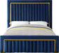 Dolce Navy Velvet Queen Bed (3 Boxes) - Bargain Furniture (Detroit, MI)