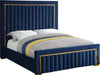 Dolce Navy Velvet Queen Bed (3 Boxes) - Bargain Furniture (Detroit, MI)