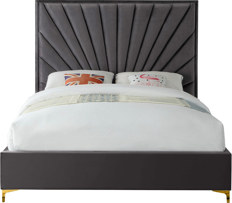 Eclipse Grey Velvet Queen Bed - Bargain Furniture (Detroit, MI)