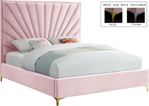 Eclipse Pink Velvet Queen Bed - Bargain Furniture (Detroit, MI)