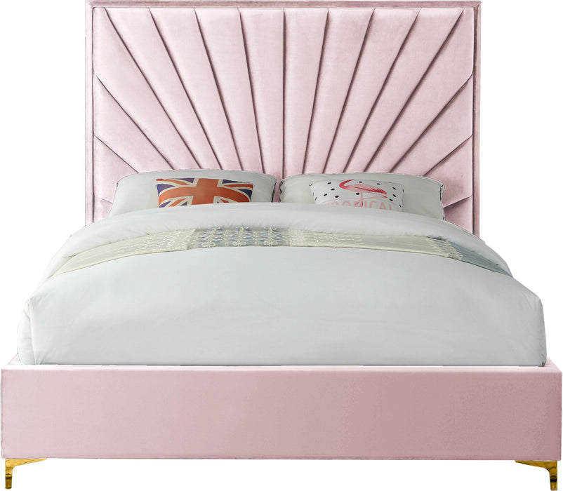 Eclipse Pink Velvet Queen Bed - Bargain Furniture (Detroit, MI)