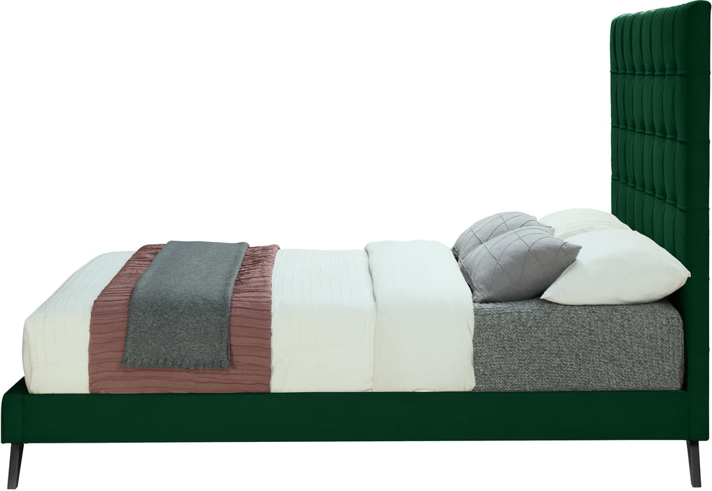 Elly Green Velvet Queen Bed - Bargain Furniture (Detroit, MI)