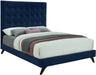 Elly Navy Velvet King Bed - Bargain Furniture (Detroit, MI)