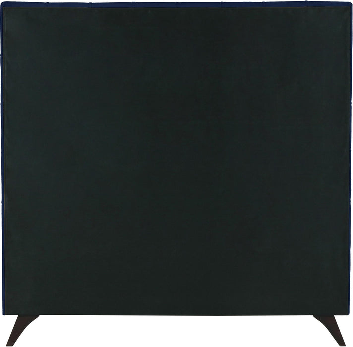 Elly Navy Velvet Queen Bed - Bargain Furniture (Detroit, MI)
