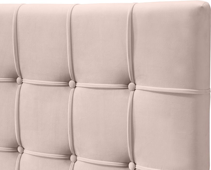 Elly Pink Velvet King Bed - Bargain Furniture (Detroit, MI)
