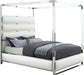 Encore White Faux Leather Queen Bed (4 Boxes) - Bargain Furniture (Detroit, MI)