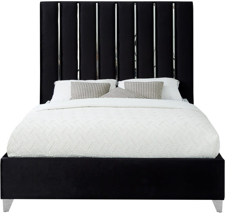 Enzo Black Velvet King Bed - Bargain Furniture (Detroit, MI)