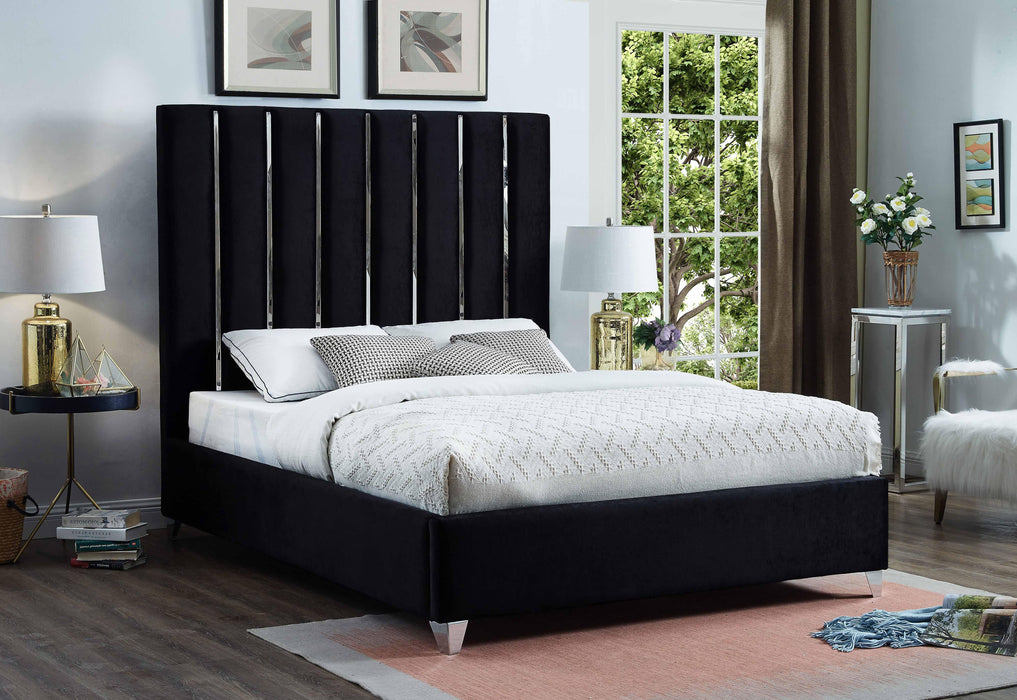 Enzo Black Velvet King Bed - Bargain Furniture (Detroit, MI)