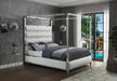 Encore White Faux Leather Queen Bed (4 Boxes) - Bargain Furniture (Detroit, MI)