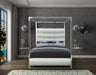Encore White Faux Leather Queen Bed (4 Boxes) - Bargain Furniture (Detroit, MI)