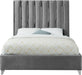 Enzo Grey Velvet Queen Bed - Bargain Furniture (Detroit, MI)