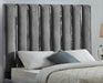 Enzo Grey Velvet Queen Bed - Bargain Furniture (Detroit, MI)