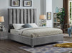 Enzo Grey Velvet Queen Bed - Bargain Furniture (Detroit, MI)