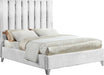 Enzo White Velvet Queen Bed - Bargain Furniture (Detroit, MI)