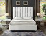 Enzo White Velvet Queen Bed - Bargain Furniture (Detroit, MI)