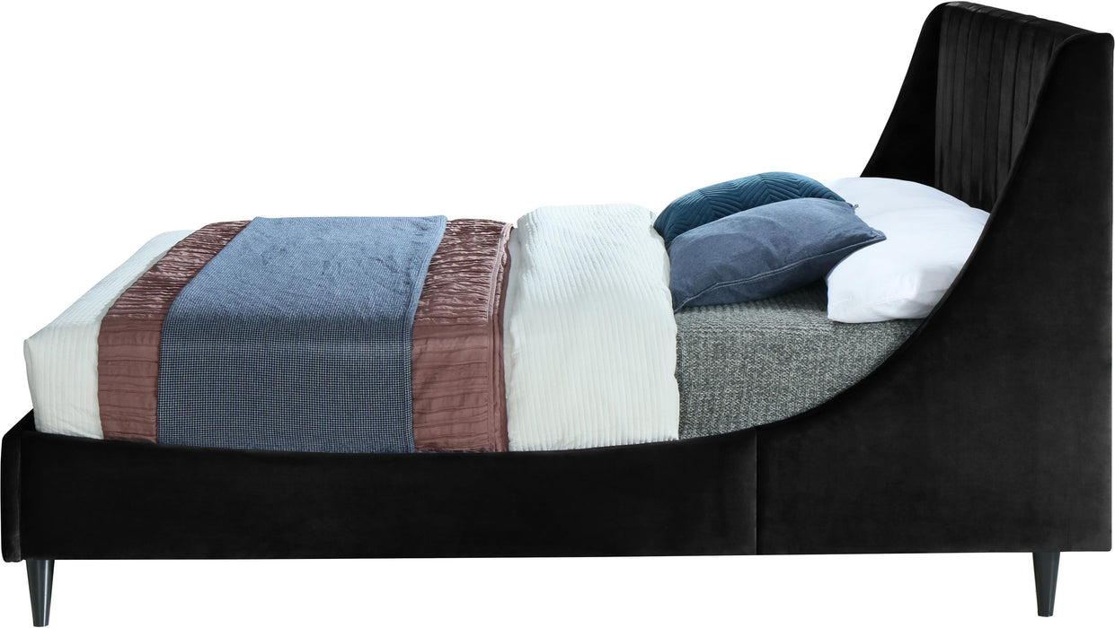Eva Black Velvet King Bed - Bargain Furniture (Detroit, MI)