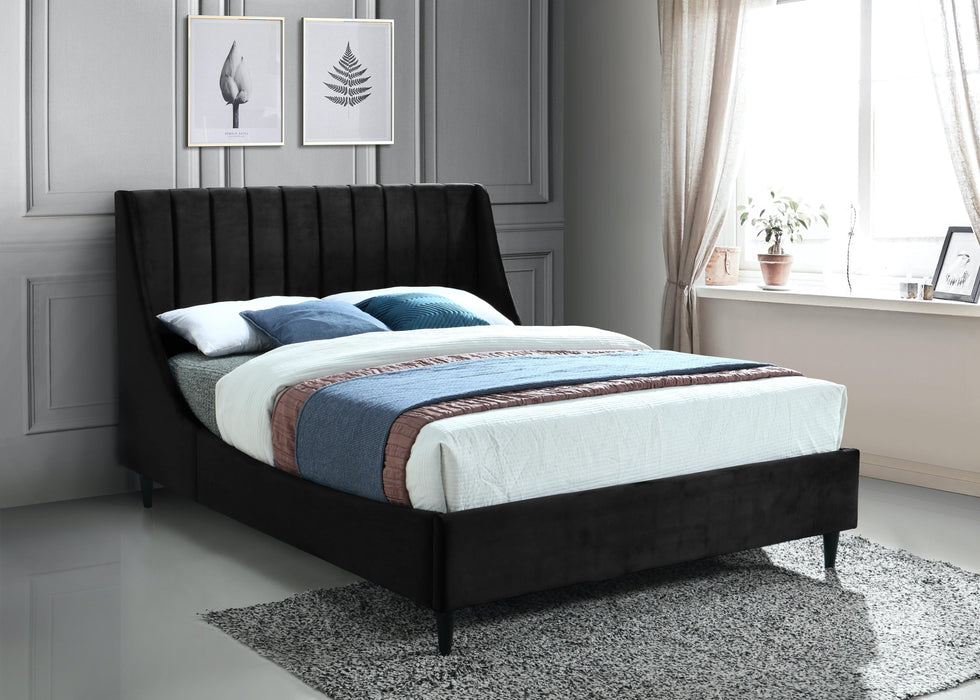 Eva Black Velvet Queen Bed - Bargain Furniture (Detroit, MI)