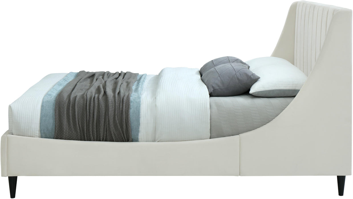 Eva Cream Velvet King Bed - Bargain Furniture (Detroit, MI)