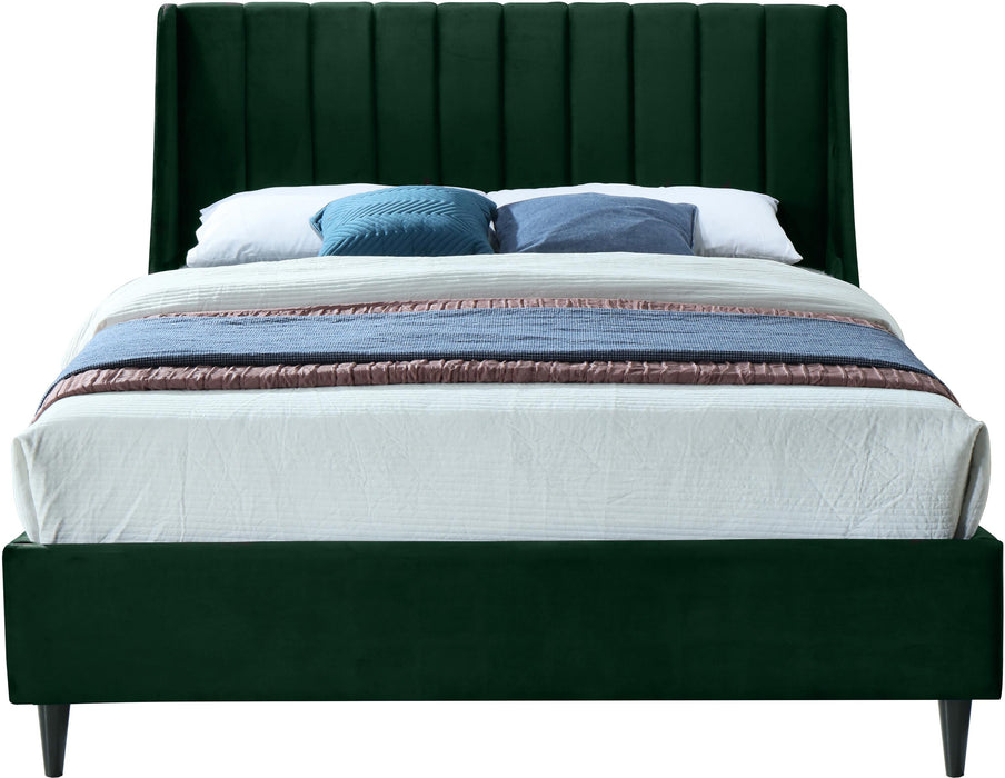 Eva Green Velvet Queen Bed - Bargain Furniture (Detroit, MI)