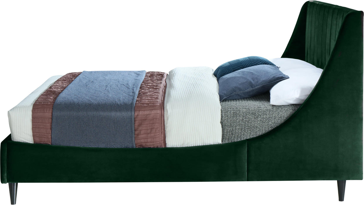 Eva Green Velvet Queen Bed - Bargain Furniture (Detroit, MI)