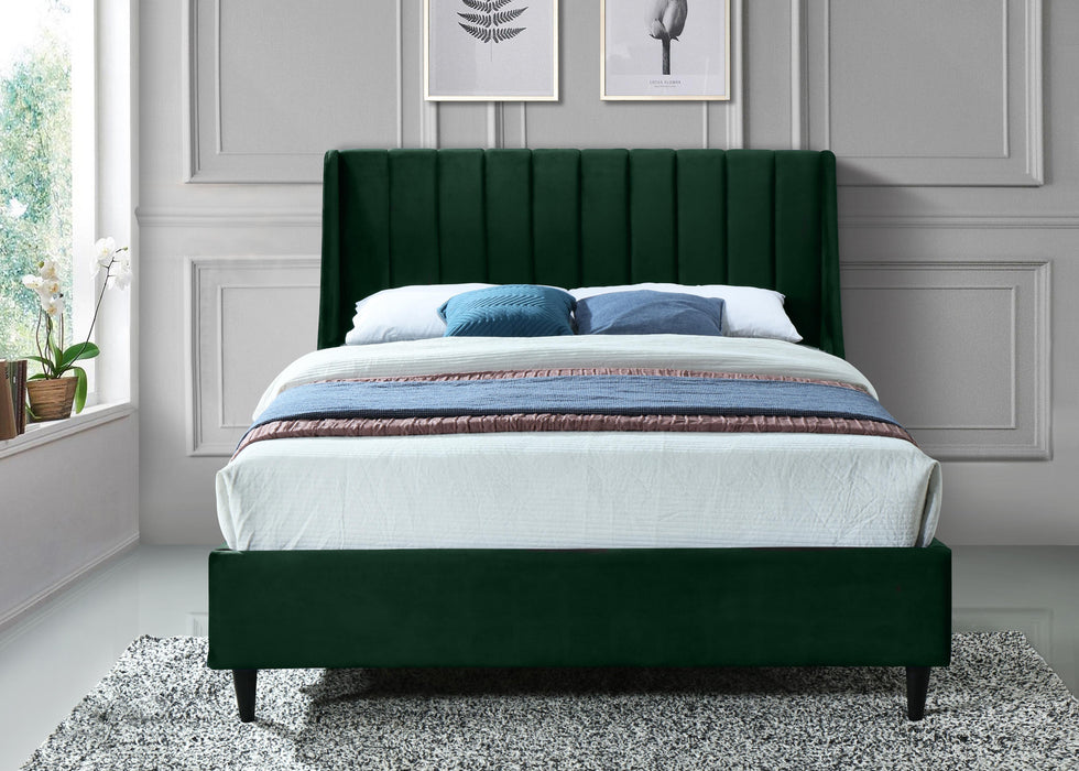 Eva Green Velvet Queen Bed - Bargain Furniture (Detroit, MI)