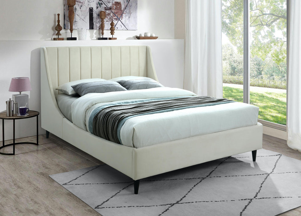 Eva Cream Velvet King Bed - Bargain Furniture (Detroit, MI)