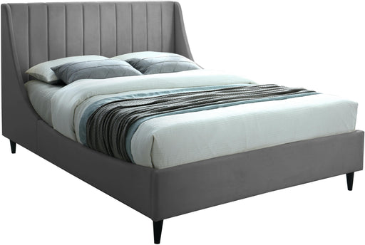 Eva Grey Velvet Queen Bed - Bargain Furniture (Detroit, MI)