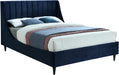 Eva Navy Velvet King Bed - Bargain Furniture (Detroit, MI)