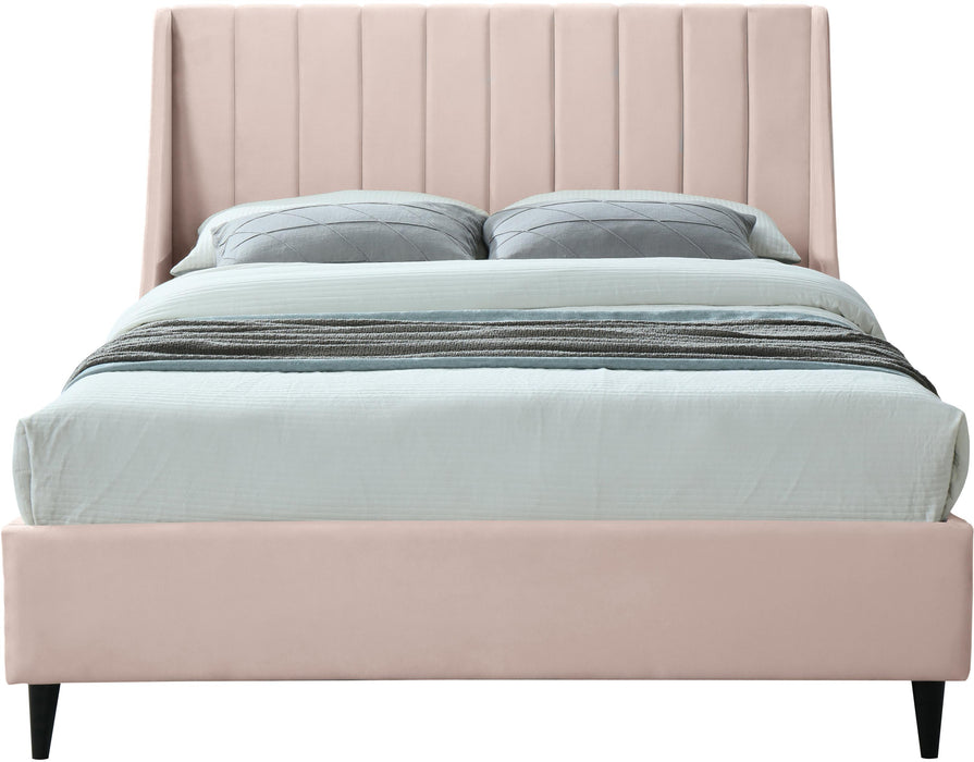 Eva Pink Velvet Queen Bed - Bargain Furniture (Detroit, MI)