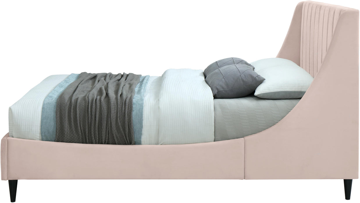 Eva Pink Velvet Queen Bed - Bargain Furniture (Detroit, MI)