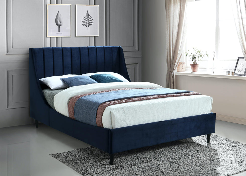 Eva Navy Velvet Full Bed