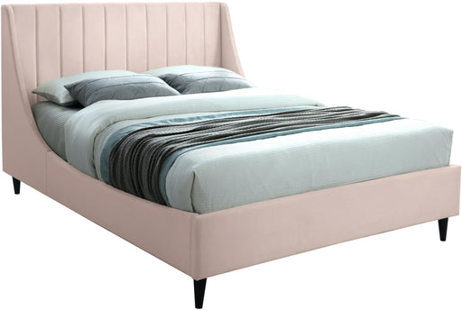 Eva Pink Velvet Queen Bed - Bargain Furniture (Detroit, MI)
