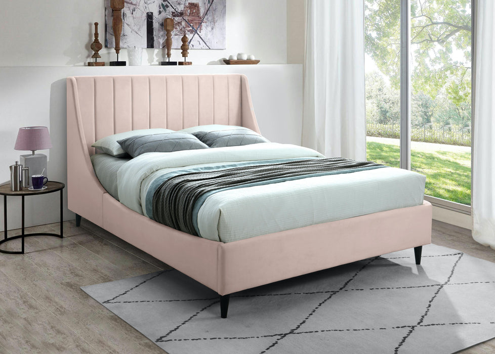 Eva Pink Velvet Queen Bed - Bargain Furniture (Detroit, MI)