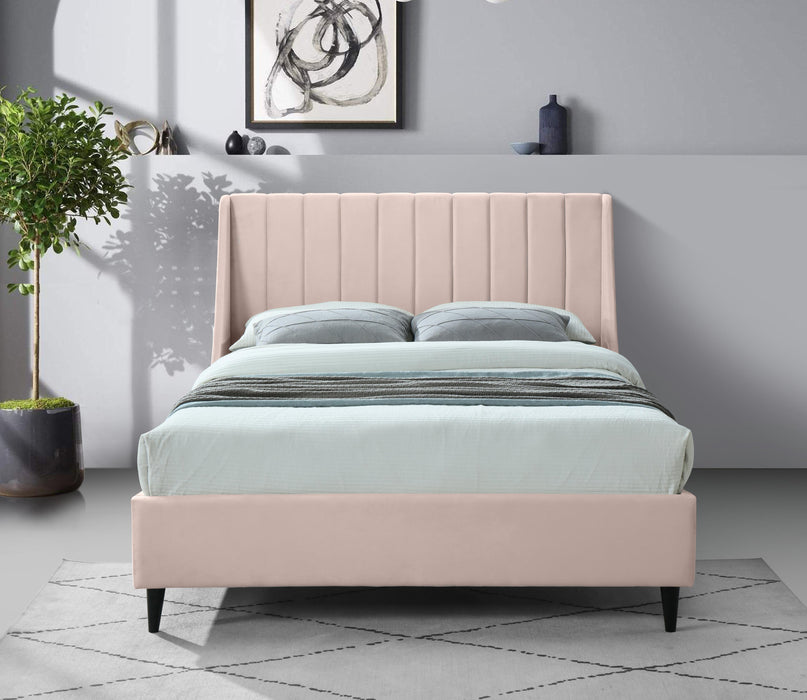 Eva Pink Velvet Queen Bed - Bargain Furniture (Detroit, MI)
