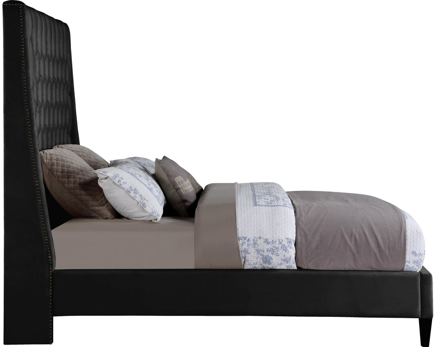 Fritz Black Velvet King Bed - Bargain Furniture (Detroit, MI)