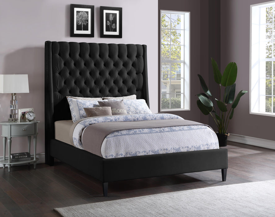 Fritz Black Velvet King Bed - Bargain Furniture (Detroit, MI)