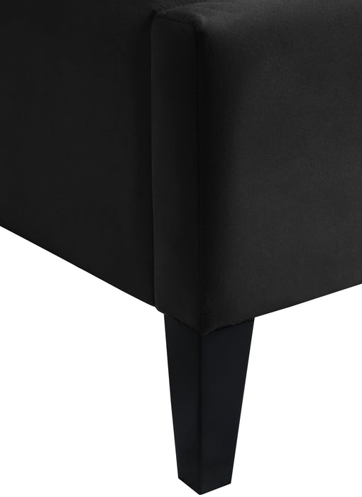 Fritz Black Velvet Twin Bed - Bargain Furniture (Detroit, MI)