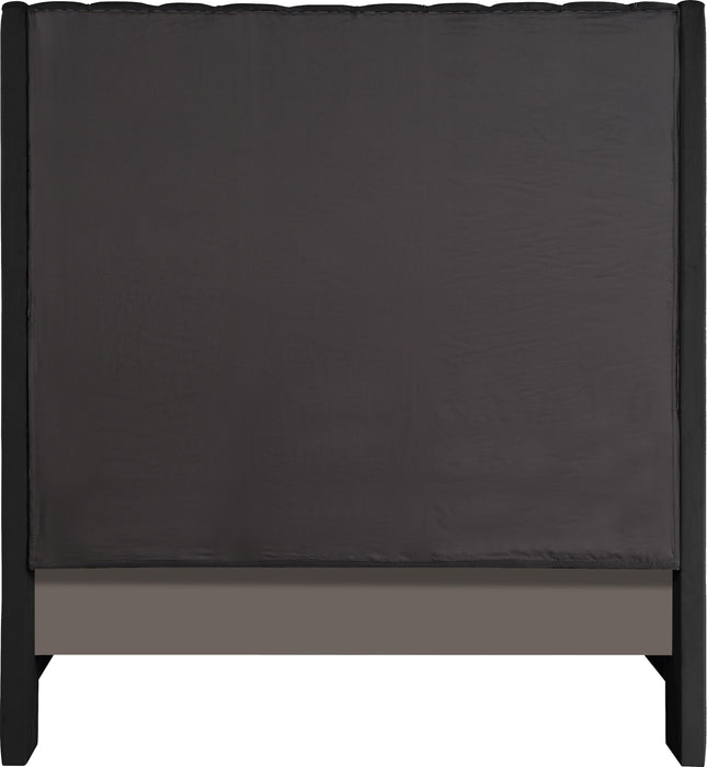Fritz Black Velvet King Bed - Bargain Furniture (Detroit, MI)