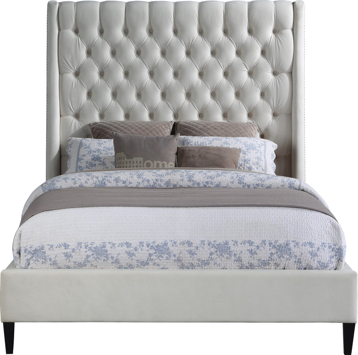 Fritz Cream Velvet King Bed - Bargain Furniture (Detroit, MI)