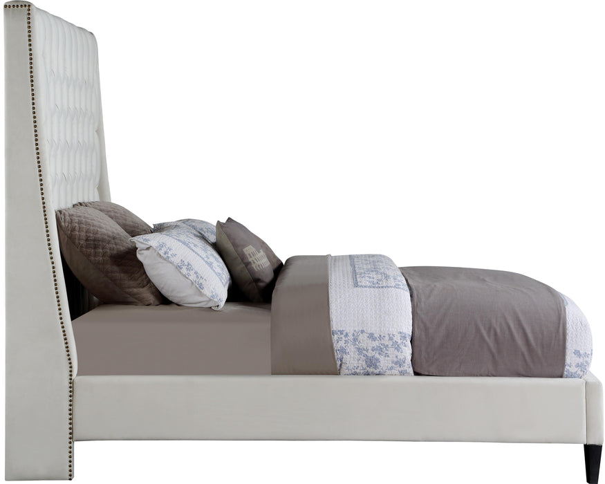 Fritz Cream Velvet King Bed - Bargain Furniture (Detroit, MI)