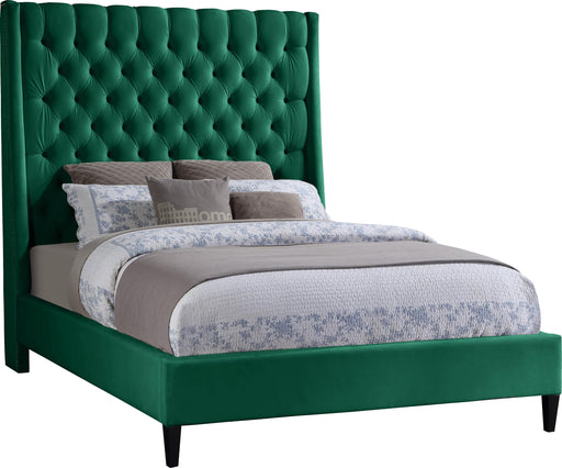 Fritz Green Velvet Queen Bed - Bargain Furniture (Detroit, MI)
