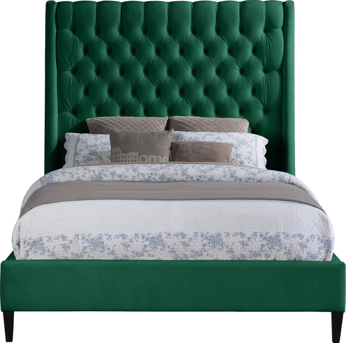 Fritz Green Velvet Queen Bed - Bargain Furniture (Detroit, MI)