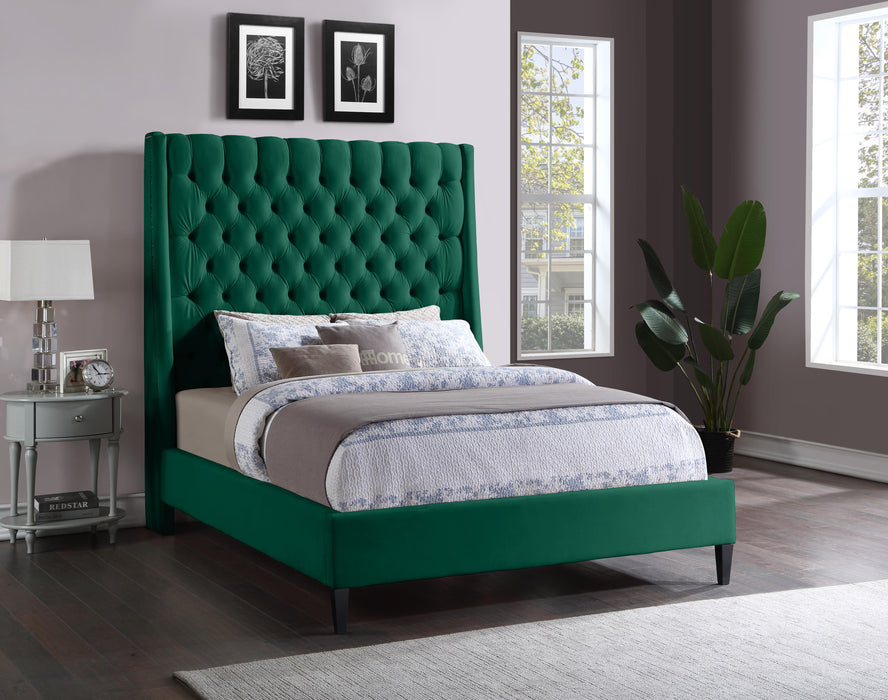 Fritz Green Velvet King Bed - Bargain Furniture (Detroit, MI)