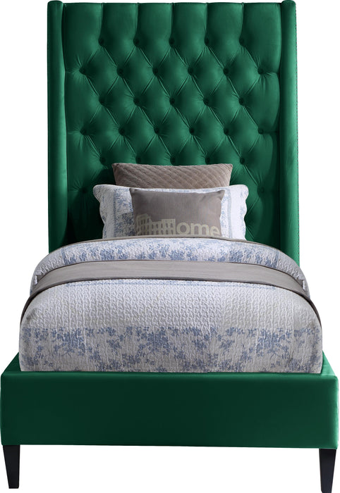 Fritz Green Velvet Twin Bed