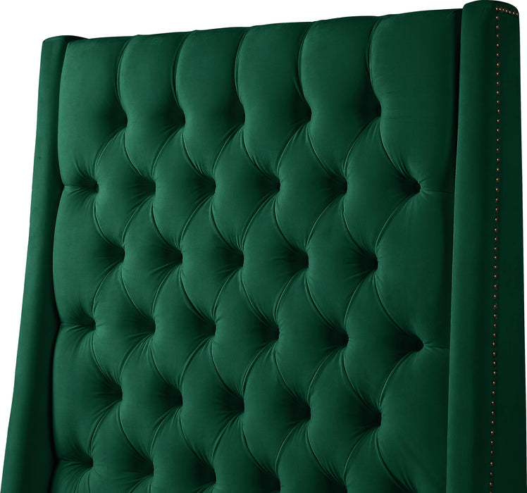 Fritz Green Velvet King Bed - Bargain Furniture (Detroit, MI)