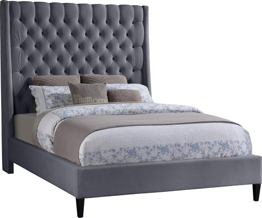 Fritz Grey Velvet King Bed - Bargain Furniture (Detroit, MI)