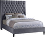 Fritz Grey Velvet King Bed - Bargain Furniture (Detroit, MI)