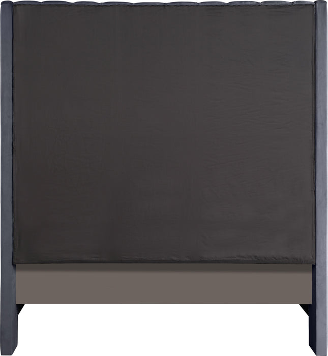 Fritz Grey Velvet King Bed - Bargain Furniture (Detroit, MI)