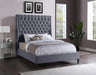 Fritz Grey Velvet King Bed - Bargain Furniture (Detroit, MI)