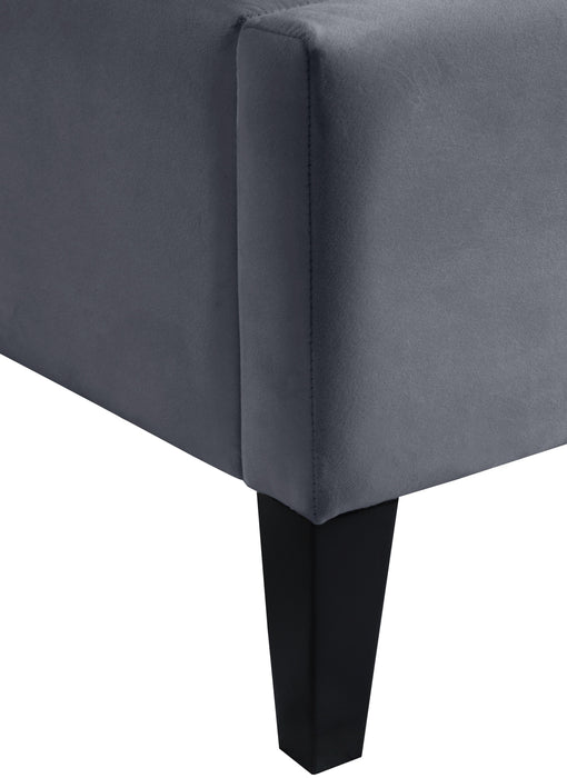 Fritz Grey Velvet King Bed - Bargain Furniture (Detroit, MI)